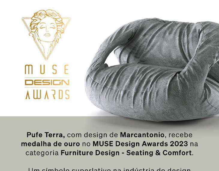 Pouf Terra, designed by Marcantonio, receives a gold medal at the MUSE Design Awards!