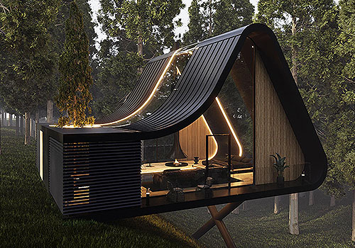 MUSE Design Awards - Mountain Cabin with a Curved Solar Roof