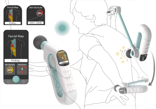 MUSE Design Awards Winner - E+H - Electric Heat Therapy Fascia Gun by Chuang Chu-An, Li Chih-Yun, Wu Yi-Chen, Chen Zih-Jin, Lin Yu-He, Prof. Li Kai-Chu