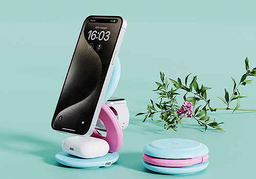 MUSE Design Awards Winner - Macaroon three-in-one folding wireless charging by Shenzhen QiAo Communication Technology Co. , Ltd. 