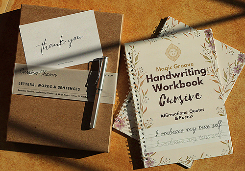 MUSE Design Awards - Cursive Charm - Reusable Grooved Cursive Handwriting Practic