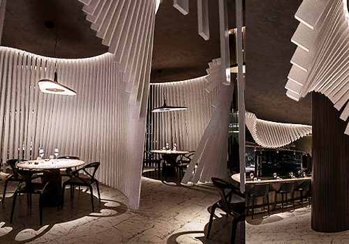 2026 MUSE Design Awards Winner - WAVE • Restaurant Interwoven with an Art Installation by X.J.D Lab Of Design