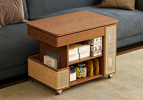 2026 MUSE Design Awards Winner - Solid Wood Retractable Side Table by Shenzhen Yaqi Furniture Co., Ltd.