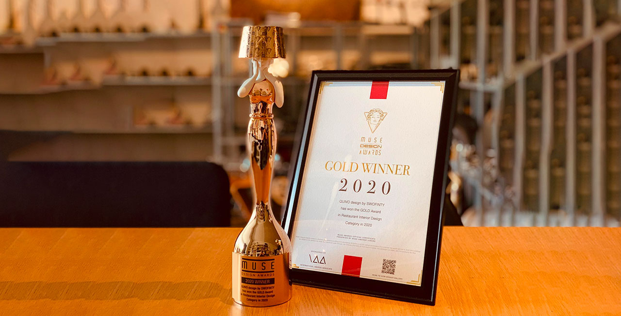Thank you to all the MDA judges for selecting QUIVO restaurant as the Gold Award winner of the 2020 Muse Design Awards.