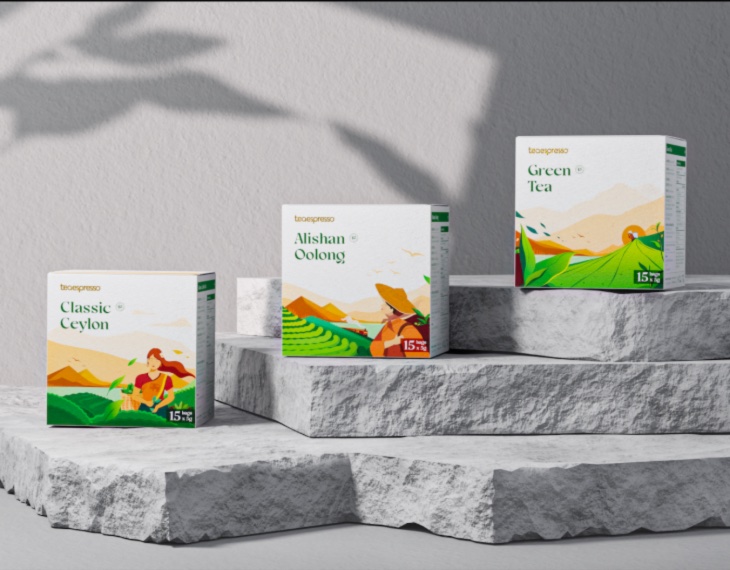 Inspired by Tea Fields, Teaespresso Packaging Design by Reddot Creative Wins Silver