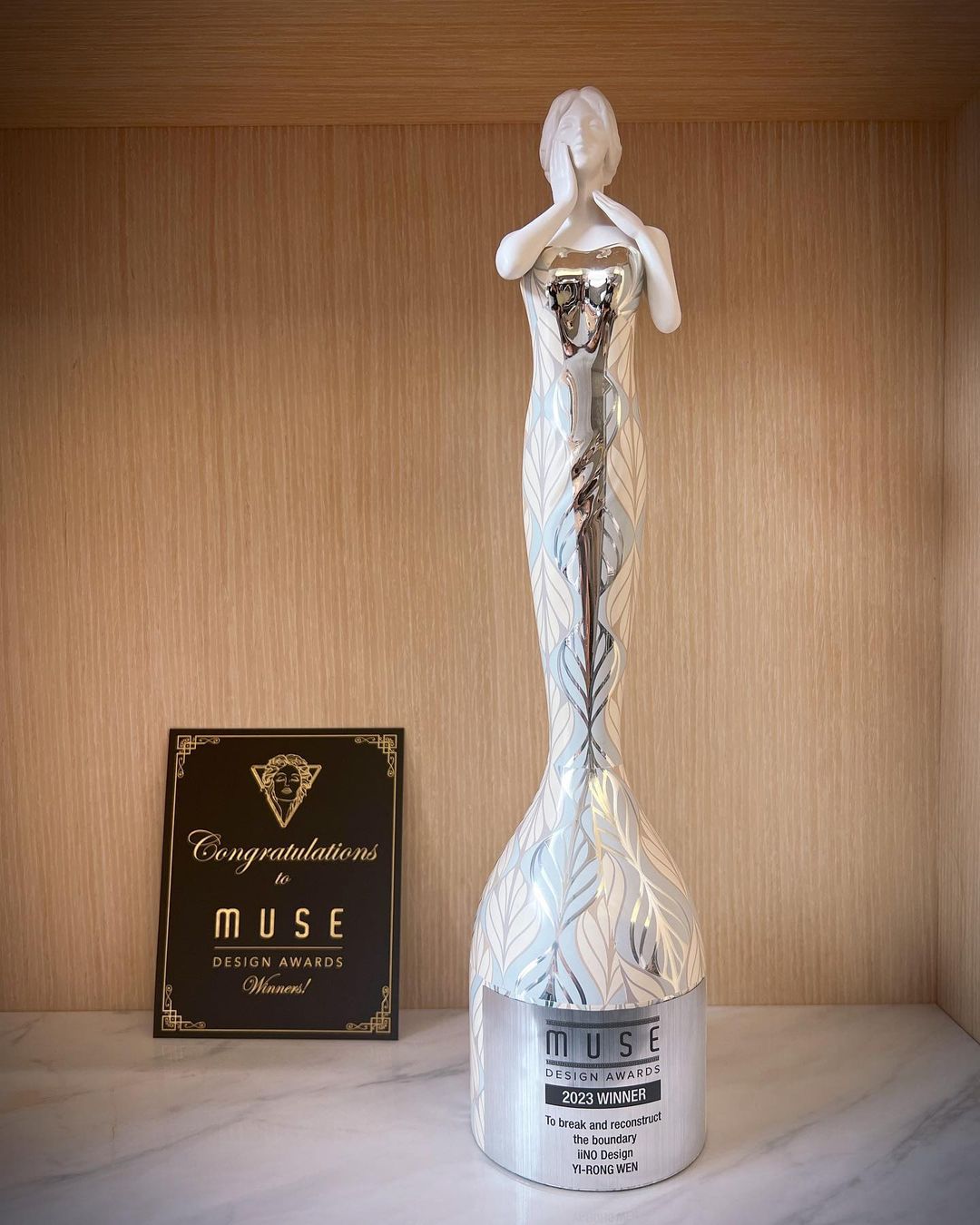 MUSE Design Awards Winner - Received the beauty goddess trophy and certificate! 